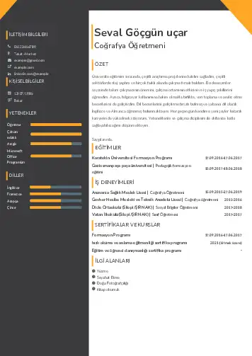 Coğrafya Öğretmeni CV Örnekleri cv indir